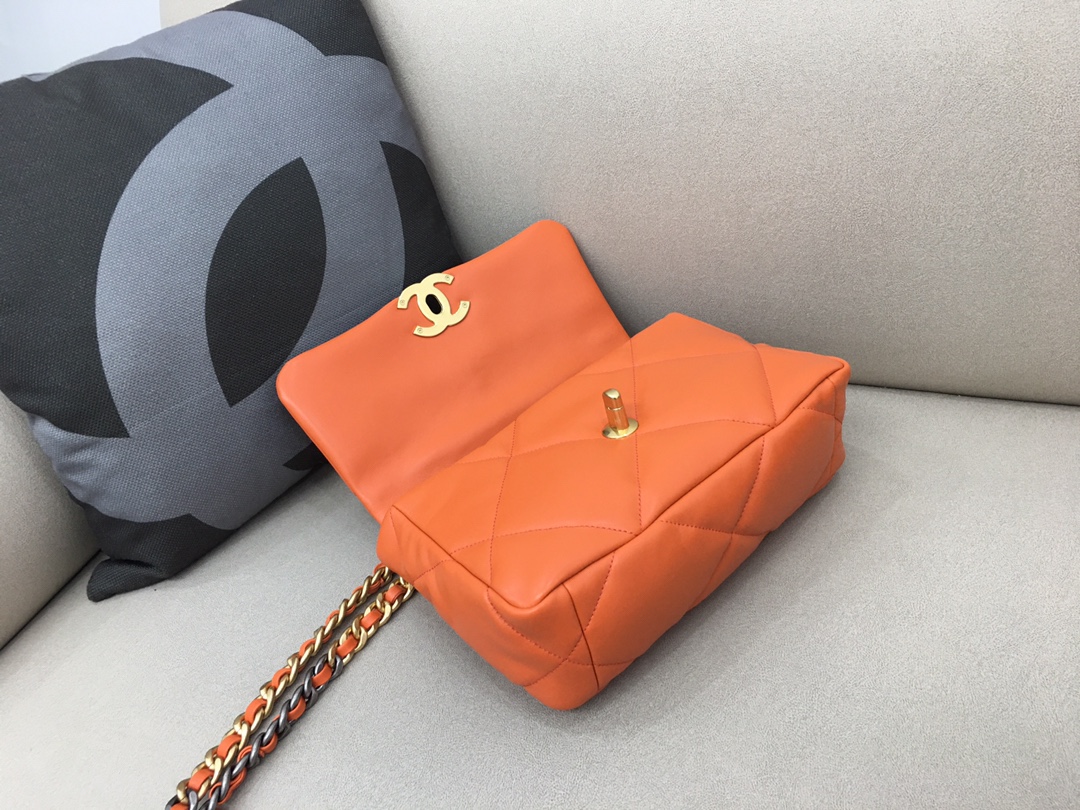 Lambskin 19 Handbag Flap Bag AS1160 Orange